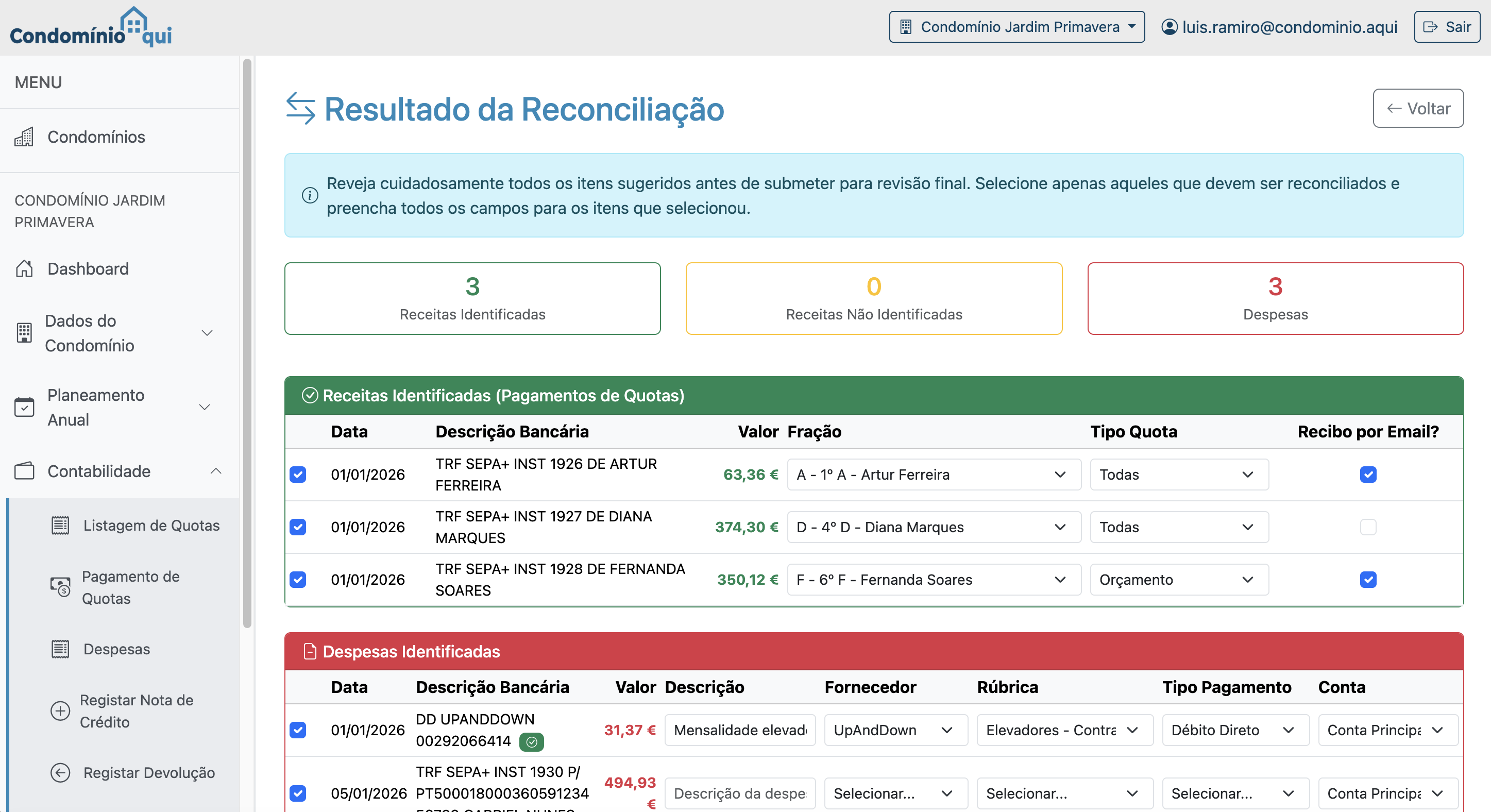 Reconciliação Bancária - Interface intuitiva para reconciliação de movimentos bancários